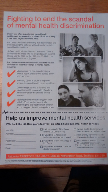 Thumbnail of leaflet from Nick Clegg