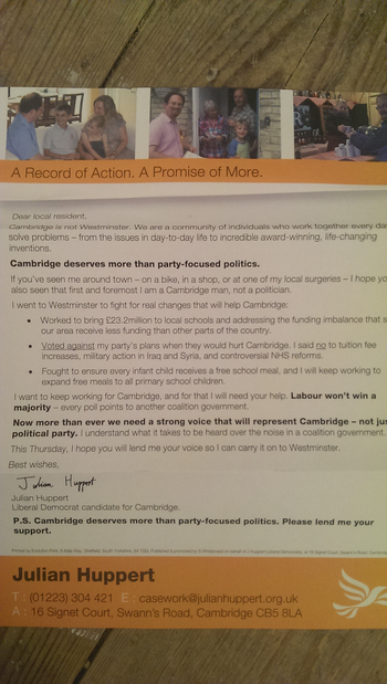 Thumbnail of leaflet from Julian Huppert
