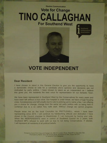 Thumbnail of leaflet from Tino Callaghan