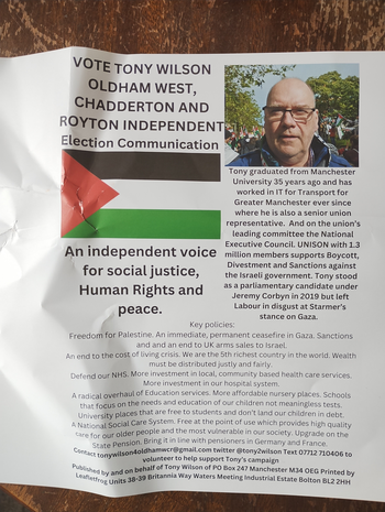 Thumbnail of leaflet from Tony Wilson