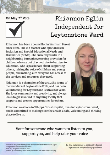 Thumbnail of leaflet from Rhiannon Eglin