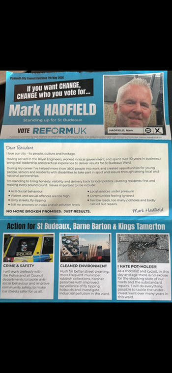 Thumbnail of leaflet from Mark Anthony Hadfield