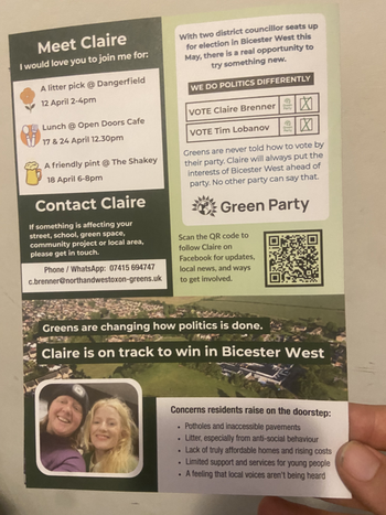 Thumbnail of leaflet from Claire Brenner
