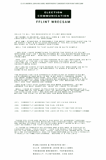 Thumbnail of leaflet from Andrew John Williams