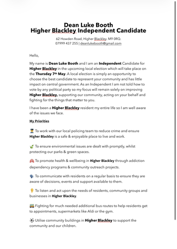 Thumbnail of leaflet from Dean Luke Booth