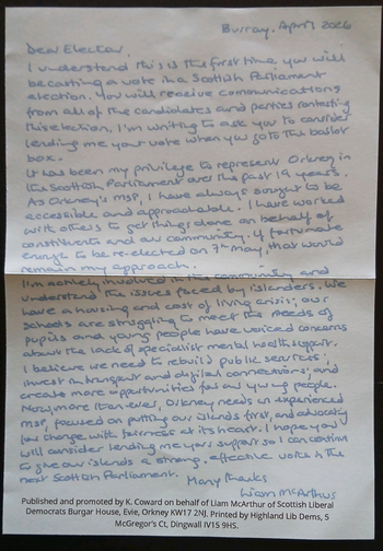 Thumbnail of leaflet from Liam Scott McArthur