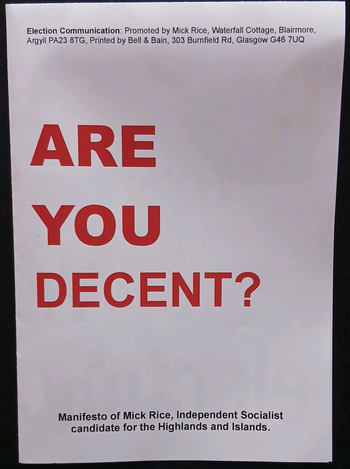 Thumbnail of leaflet from Mick Rice