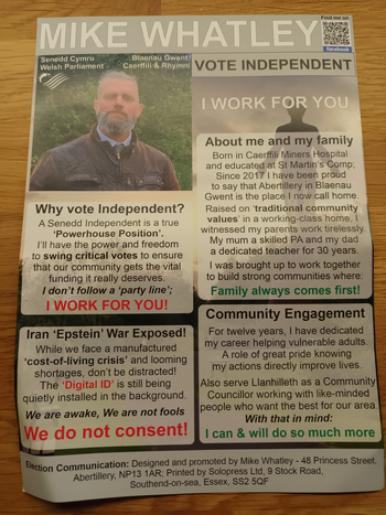 Thumbnail of leaflet from Mike Whatley