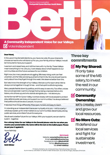 Thumbnail of leaflet from Beth Winter