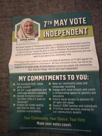 Thumbnail of leaflet from Qamar Ahmed