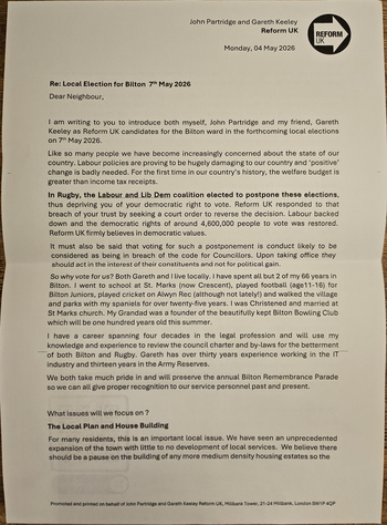 Thumbnail of leaflet from Gareth Keeley