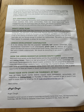 Thumbnail of leaflet from Hugh Clough