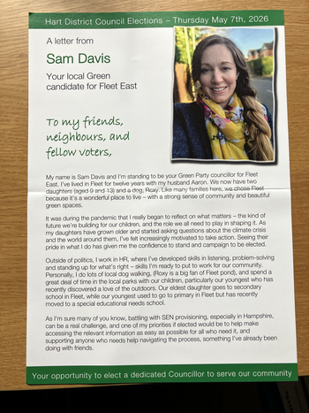 Thumbnail of leaflet from Sam Davis