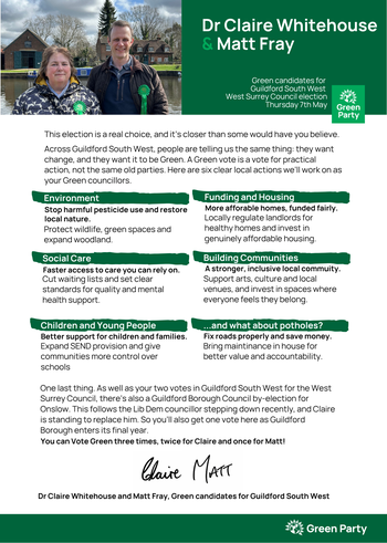 Thumbnail of leaflet from Claire Whitehouse
