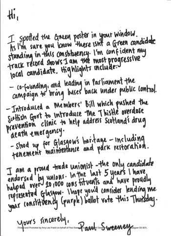 Thumbnail of leaflet from Paul John Sweeney