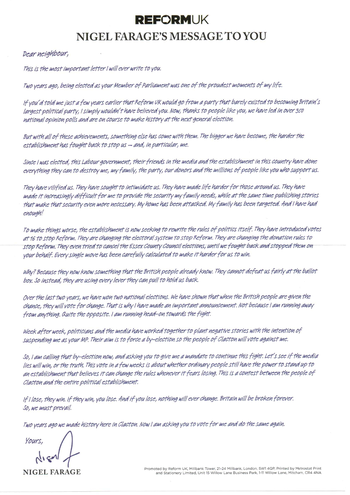 Thumbnail of leaflet from Nigel Farage