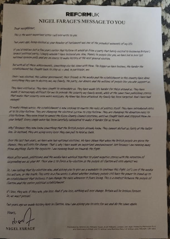Thumbnail of leaflet from Nigel Farage