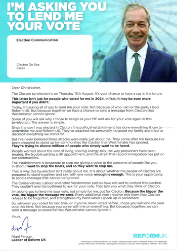 Thumbnail of leaflet from Nigel Farage