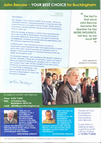 Thumbnail of leaflet from John Bercow