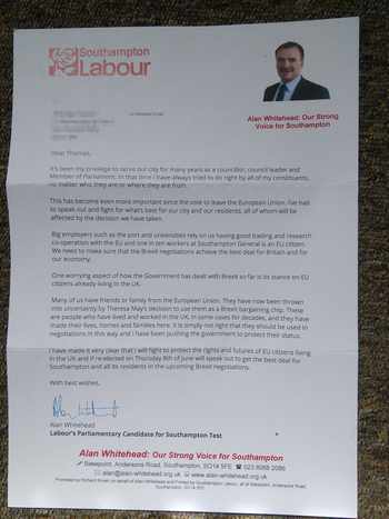 Thumbnail of leaflet from Alan Whitehead