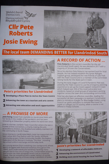 Thumbnail of leaflet from Pete Roberts