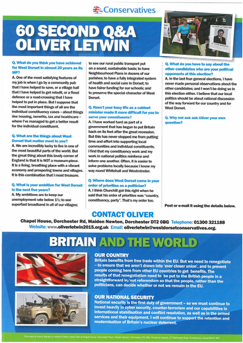 Thumbnail of leaflet from Oliver Letwin