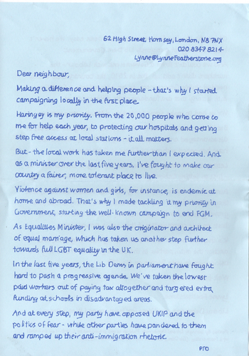 Thumbnail of leaflet from Lynne Featherstone