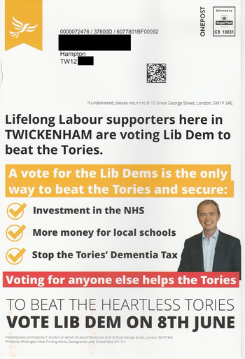 Thumbnail of leaflet from Vince Cable
