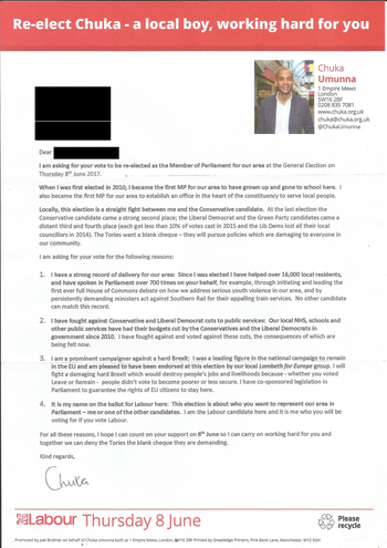 Thumbnail of leaflet from Chuka Umunna