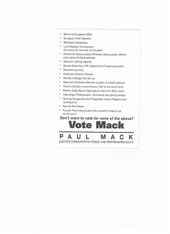 Thumbnail of leaflet from Paul Mack