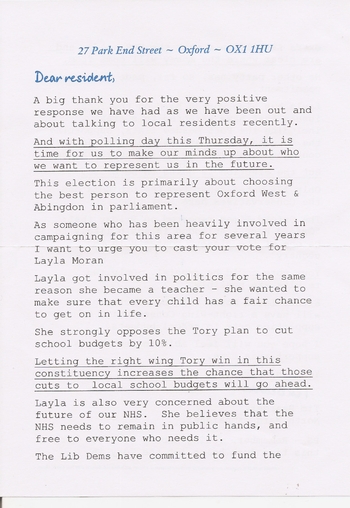 Thumbnail of leaflet from Layla Moran