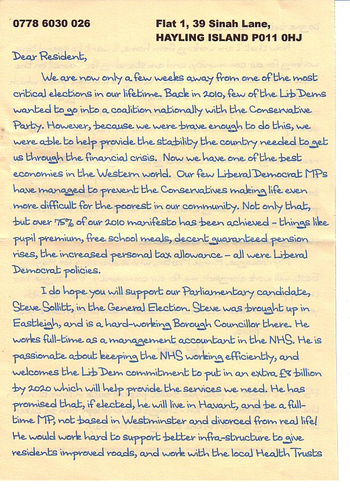 Thumbnail of leaflet from Steven Roy Sollitt