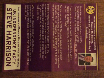 Thumbnail of leaflet from Steve Harrison