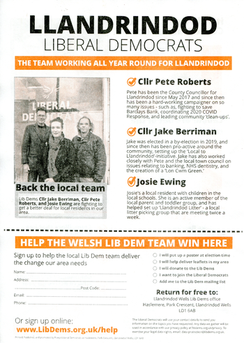 Thumbnail of leaflet from Pete Roberts