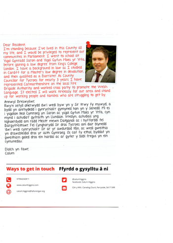 Thumbnail of leaflet from Calum Higgins