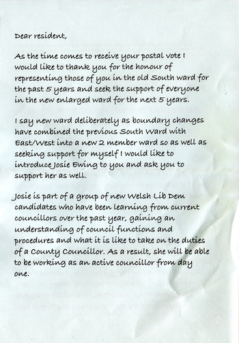 Thumbnail of leaflet from Pete Roberts