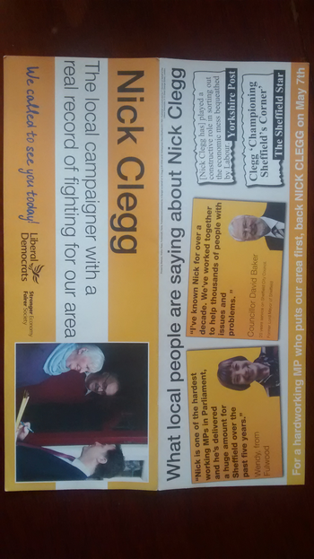 Thumbnail of leaflet from Nick Clegg