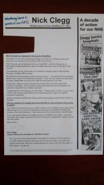 Thumbnail of leaflet from Nick Clegg
