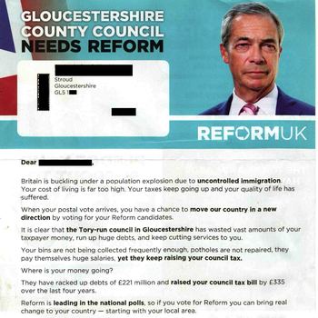 Thumbnail of leaflet - Reform UK leaflet