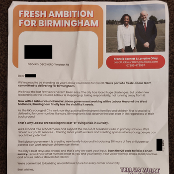 Thumbnail of leaflet - Labour Party leaflet