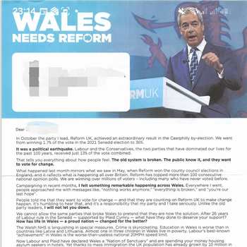 Thumbnail of leaflet - Reform UK leaflet