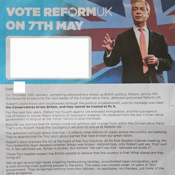 Thumbnail of leaflet - Reform UK leaflet