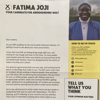 Thumbnail of leaflet - Scottish National Party (SNP) leaflet