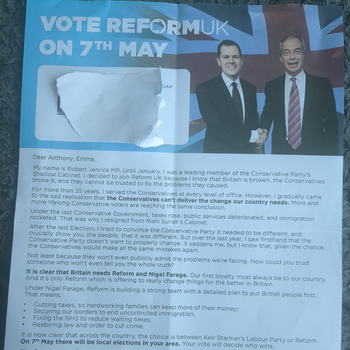 Thumbnail of leaflet - Reform UK leaflet