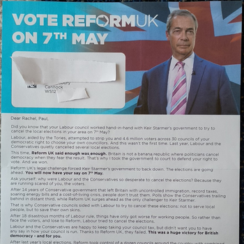 Thumbnail of leaflet - Reform UK leaflet