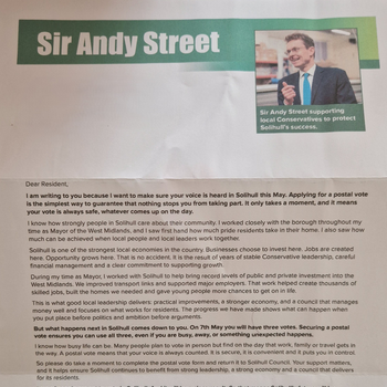 Thumbnail of leaflet - Conservative and Unionist Party leaflet