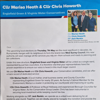 Thumbnail of leaflet - Conservative and Unionist Party leaflet