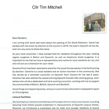 Thumbnail of leaflet - Conservative and Unionist Party leaflet