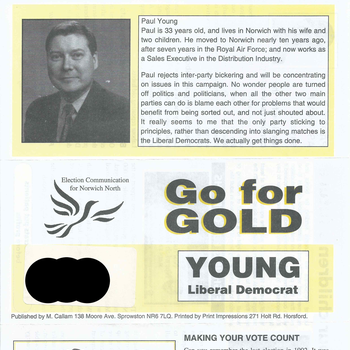 Thumbnail of leaflet - Liberal Democrats leaflet