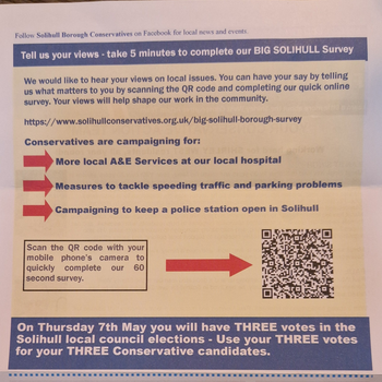 Thumbnail of leaflet - Conservative and Unionist Party leaflet